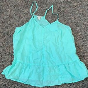 Linen mint green peplum tank